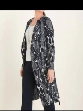 Chicos Traveler Black And White Duster 12/14